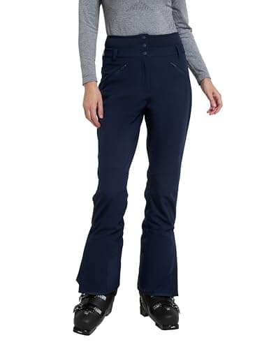Image of Mountain Warehouse Avalanche Womens High-Waisted Ski Pants - Slim Fit, Stylish Salopettes, Warm Ski Suit, Winter Snow Trousers - Ideal for Snowboarding, Sledges, Skiing Dark Blue Women's Size 10