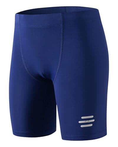 Image of Havideto Boys Jammer Swimming Trunks Safety Reflective Strip UPF 50+ Chlorine Resistant Endurance Kids Training Swim Shorts with Adjustable Drawstring Navy 9/10 yrs