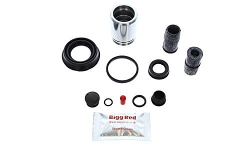 Image of Bigg Red - Brake Caliper Repair Seal Kit & Piston - Compatible with C-max, Kuga MKII, Focus C-max, C70, S40 II, V50, C30, Laguna, Sport, Espace - Rear