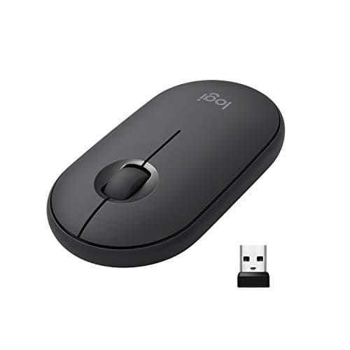 Image of Logitech Pebble Wireless Mouse with Bluetooth or 2.4 GHz Receiver, Silent, Slim Computer Mouse with Quiet Clicks, for Laptop/Notebook/iPad/PC/Mac/Chromebook - Graphite/Black