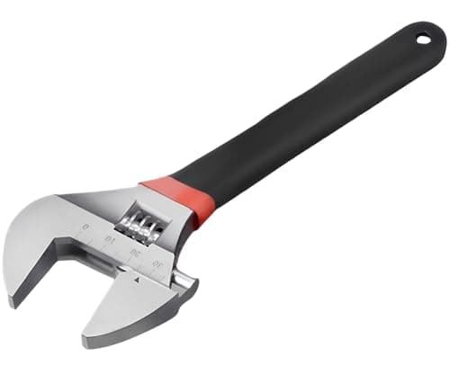 Image of Heat-Treated Chrome Vanadium Steel Adjustable Spanner 8 Inch, Large Adjustable Wrench with Non-Slip Soft Grip, Rust-Resistant Wide Jaw, Metric Scale for Plumbing & DIY, Easy Adjust, Hanging Hole