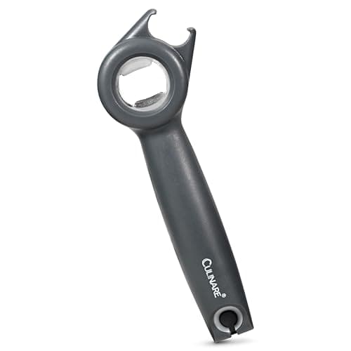 Image of Culinare 5 in 1 Opener, Opens Jars, Tin, Bottles, Ring Pulls and Twist Caps with One Tool, Plastic/Stainlesss Steel/Grey