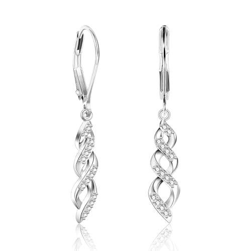 Image of ALEXCRAFT Earrings for Women'S Silver 925 Zircon Stones Leverback Earrings Sterling Silver Earring for Women Dangly Earring Birthday Christmas Gifts for Women