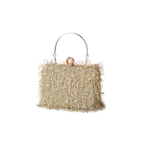 Image of CORIOS Tassel Evening Bag for Women Rhinestone Clutch Bag Beaded Handbag Bridal Wedding Purse Shoulder Bag with Detachable Chain Elegant Crossbody Bag for Cocktail Banquet Prom Party Matcha