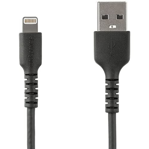 Image of StarTech.com USB to Lightning Cable - 3.3 ft/1 m - MFi Certified Lightning Cable - Heavy Duty Lightning Cable - Black