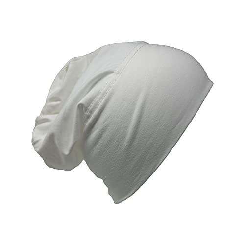 Image of Bonnet Cotton Bandana Hijab Head Sleep Cap Under Scarf Bone Headscarf Stretchy Beanie Cancer Hair Cover (White)