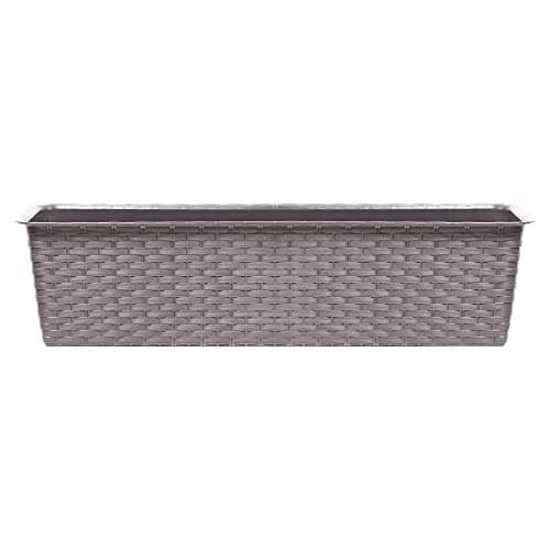 Image of URBNLIVING 2 X Rectangle Rattan Plastic Balcony Flower Plant Garden Herb Planter Décor Pots Set (Mocca, 600mm)