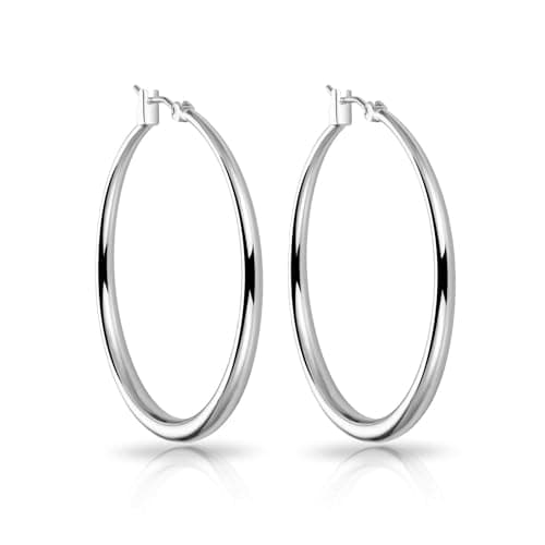 Image of Philip Jones Silver Plated 40mm Hoop Earrings