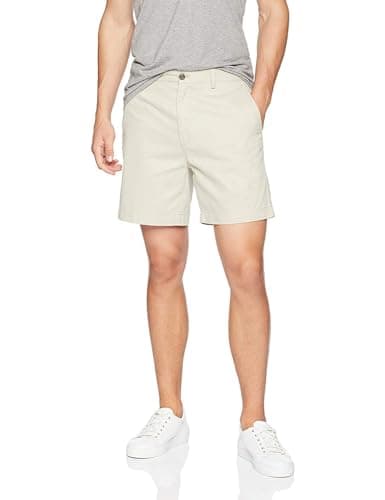 Image of Amazon Essentials Men's Classic-Fit 7” (18 cm) Chino Shorts, Stone, 34W