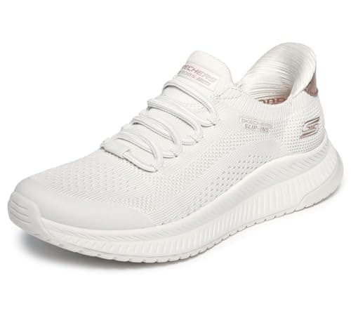 Image of Skechers Women's Bobs Squad 4 Dire Step Slip-On Sneakers, Off White Engineered Knit, 6 UK