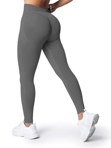Image of Nlieanuc Seamless Butt Lifting Gym Leggings for Women UK - Mid Waist Tummy Control Yoga Pants Workout Scrunch Bums Activewear Leggings Grey