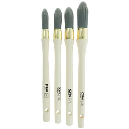 Image of Coral Precision Round Sash Paint Brush Set X 4 Synthetic 15mm,18mm,21mm,25mm