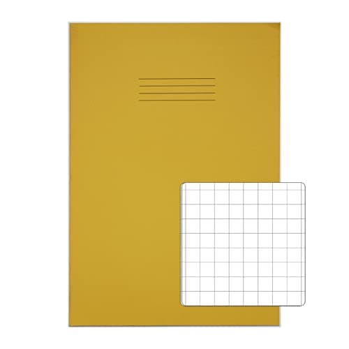Image of Rhino Stationery Exercise Book | A4 | 80 Page | 10mm Squared Exercise Book | Yellow | Learning Resources | School Books | Pack of 1
