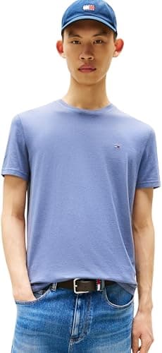 Image of Tommy Jeans Men's TJM XSLIM Jaspe HTR TEE EXT DM0DM20363 S/S T-Shirt, Grey (Blue Moment HTR), XS