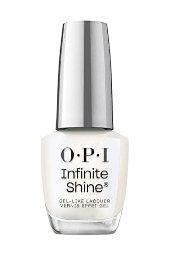 Image of OPI Infinite Shine Nail Polish - Shimmer Takes All - Gel Like & Long Lasting White Shimmer Nail Polish - with Pre-Cured Gel Technology & OPI Pro-Wide Brush (15ml)