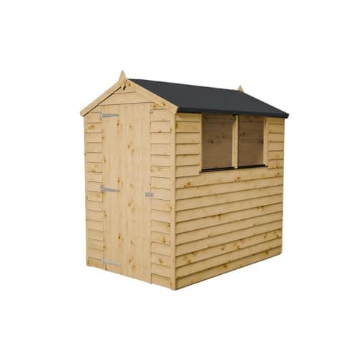 Image of WALTONS | 6 x 4 Overlap Wood Storage Shed | Apex Roof | 7mm Overlap Cladding | Wooden Garden Storage Shed | Single Door | Windows |10 Year Anti Rot | 6 x 4 6ft 4ft