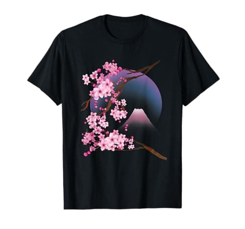 Image of Vintage Japanese sakura, Cherry Blossom design, women, girls T-Shirt