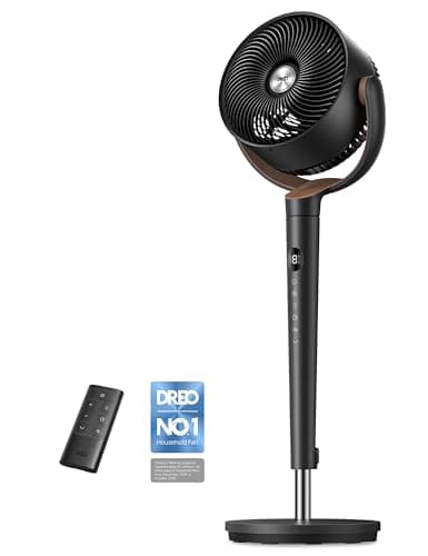 Image of DREO 20dB Ultra Quiet Standing Pedestal Fan for Bedroom, 120° Oscillating Electric Cooling Fan with DC Motor, 9 Speeds & 4 Modes, 8H Timer, Remote, 37-42" Adjustable Height, 9" Blade, Home & Office