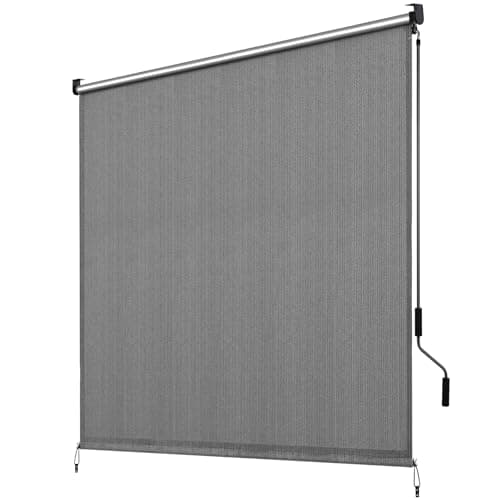 Image of LIFERUN Vertical Awning 240x180 cm, HDPE Shade Fabric, Retractable Outdoor Roller Blind, Hand Crank Balcony Privacy Screen, UV & Wind Protection, Sunshade for Patio, Terrace, Pergola, Porch