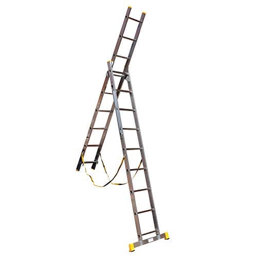 Image of Trade Master Pro® 2 Section Stair Combi-All-in-One Extension Ladder, Step Ladder & Free Standing Ladders | Lightweight Aluminium | 150kg Weight Rating | EN131 Certified | Size: 2x9