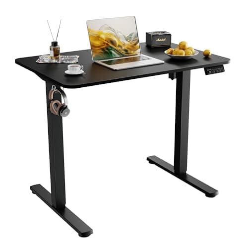 Image of ERGOMAKER Electric Standing Desk 90x60cm, Height Adjustable Sit Stand Desk with Memory Handset Hooks for Home Office(Black)