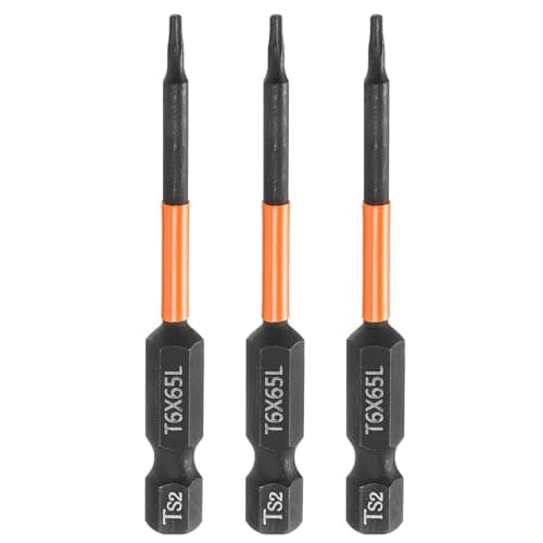 Image of sourcing map 3pcs T6 Torx Head Screwdriver Bit 2.56" (65mm) Long 1/4" Hex Shank Magnetic No Hole Tamper Proof 6 Point Star Screw Driver Drill Bits Phosphate S2 Steel Industrial Power Tools
