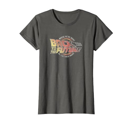 Image of Back to The Future Distressed Roads Logo T-Shirt, Women, Asphalt Grey, XX-Large
