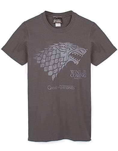 Image of Game of Thrones T Shirt for Men | Adults Stark Direwolf Charcoal Short Sleeve Top | Winter is Coming War Merchandise