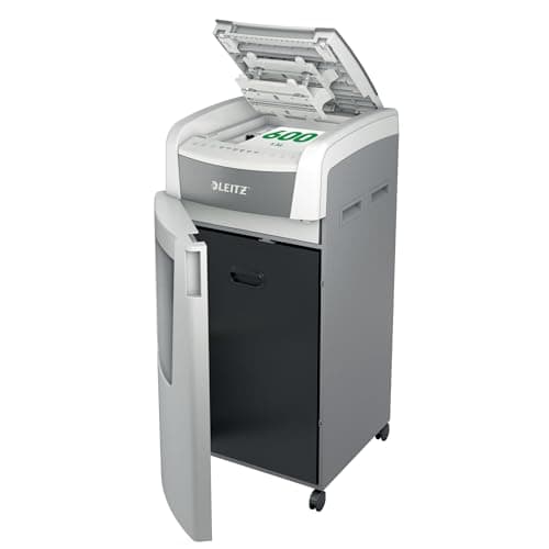 Image of Leitz IQ Autofeed Office Cross Cut Paper Shredder P4, Automatic, 600 sheet, 110 Litre Bin Capacity, White, 80170000