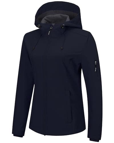 Image of Outdoor Ventures Softshell Jacket Womens Rain Jacket Lightweight Raincoats Windbreaker Waterproof Hiking Jacket Breathable Outdoor Jacket with Hood Deep Blue M