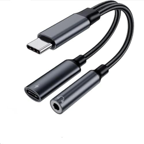Image of La Brodée USB C to 3.5 headphone jack adapter-USB C 60W PD 3.0 Quick charging Port, Type C to Aux Audio Dongle cable Fast charge Compatible with Galaxy series,Google Pixel 5 (Black)