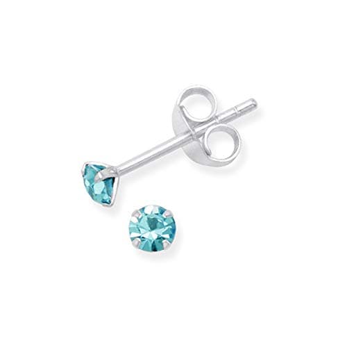 Image of Heather Needham Sterling Silver Cubic Zirconia stud Earrings - Size: 3mm Very small & discreet Turquoise CZ Earrings. 5550TQZ