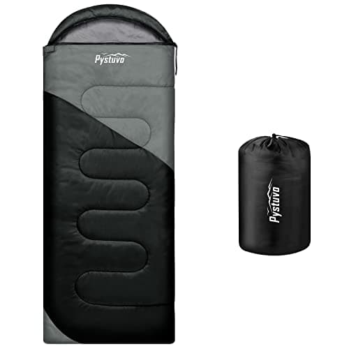Image of Pystuvo Sleeping Bag for Adults,4 Season Sleeping Bag,Lightweight,Waterproof Indoor & Outdoor Use,Comfortable Sleeping Sackfor Kids,Teens & Adults for Hiking,Backpacking and Camping,Black+Gray