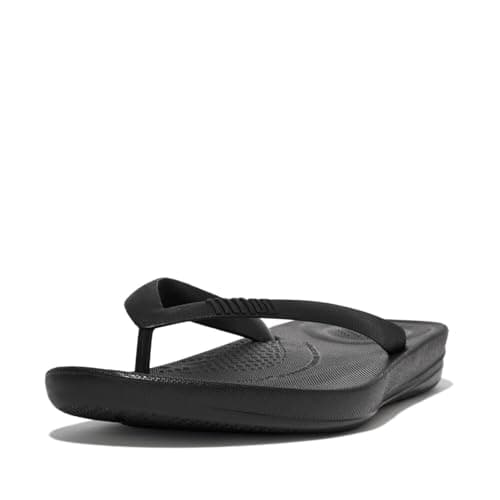 Image of Fitflop Men's Iqushion Ergonomic Flip-flops Open Toe Sandals, Black Black 001, 10 UK