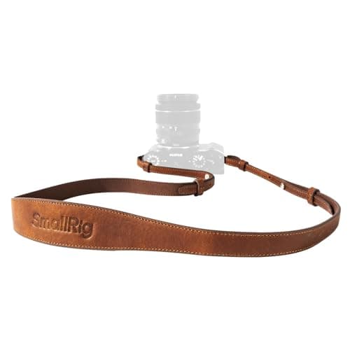 Image of SMALLRIG Universal Leather Camera Shoulder Strap for DSLR Camera, Adjustable 100 to 110cm (39 to 43in), Max Load 10kg (22lb), Ergonomic Shoulder Support for Travel/Vlogging (Brown) - 5209