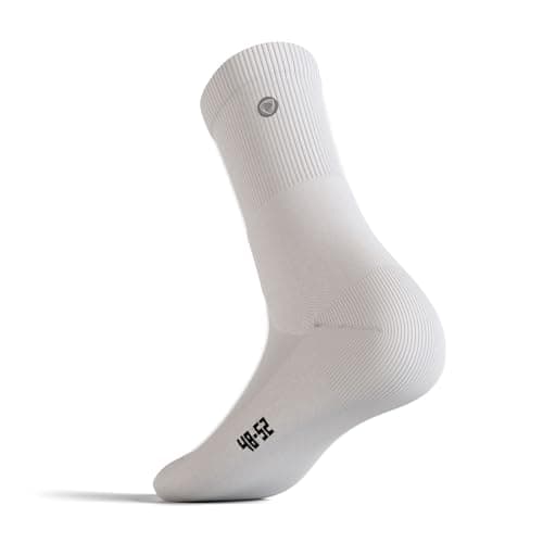 Image of BETTERGUARDS Tru Comfort Sport Socks | Cushioned for Brace Comfort | Secure Fit & Breathable | Sports, Recovery & Daily Wear | 1 Pair (White, Medium)