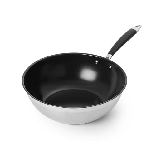 Image of Amazon Basics Ceramic Non-Stick Wok Pan, 28cm