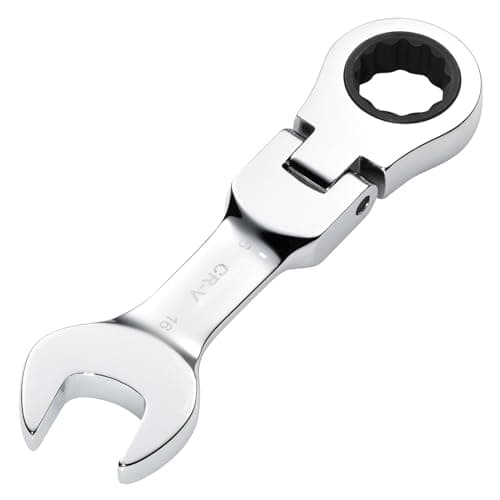 Image of Draper 27974 HI-TORQ Metric Stubby Flexible Head Ratchet Combination Spanner, 16mm