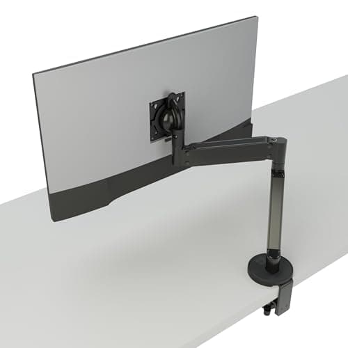 Image of CHIEF Koncīs™ Dynamic Single Monitor Arm Bracket Mount for Screens up to 32", Ergonomic Height Adjustable Desktop Clamp, Tilts, Extends, Swivels and Fully Rotates. Black Single Monitor Arm