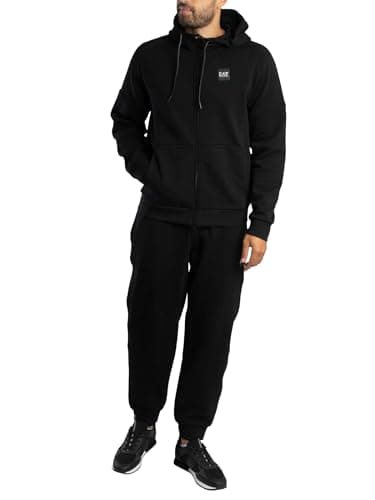 Image of EA7 Men's Box Logo Zip Hood Tracksuit, Black, S
