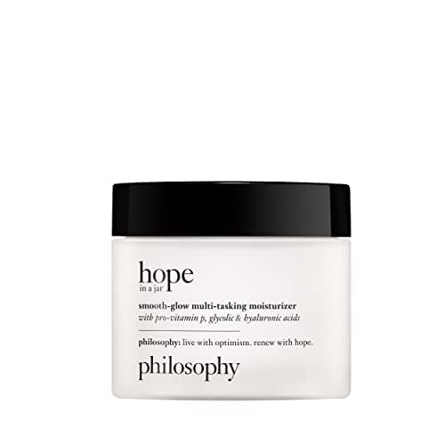 Image of philosophy hope in a jar smooth-glow multi-tasking moisturiser 60ml, with hyaluronic acid, glycolic acid & pro-vitamin p, treat dehydrated skin, fine lines & wrinkles
