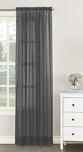 Image of NetCurtainsUK Single Plain Voile Net Curtain Sheer Panels Slot Top Heading (Grey, 140cm (55'') Wide x 183cm (72'') Drop) (HMPVP01)