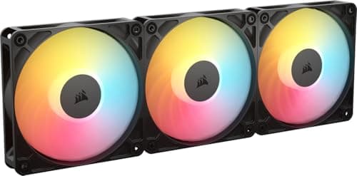Image of CORSAIR RS120-R ARGB 120mm PWM Reverse Flow Fan - +5V ARGB Connections, 8 RGB LED, High Pressure, Daisy Chain, Magnetic Bearing, Zero RPM, Pack of 3 - Black