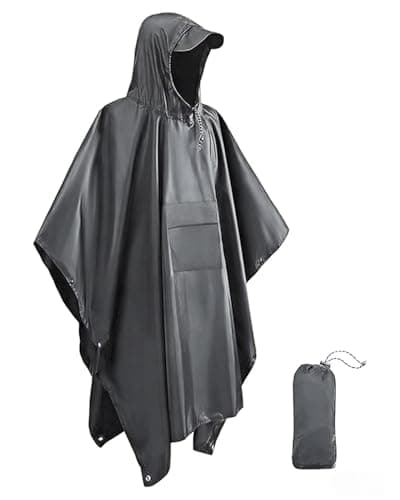 Image of Victoper Waterproof Poncho Adult, Lightweight Reusable Raincoat for Outdoor Hiking Camping Cycling Traveling with Emergency Grommet Corners Grey