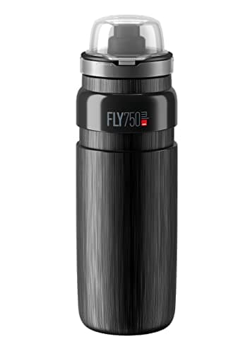 Image of ELITE Fly MTB Water Bottle Black – Ultra Lightweight Mountain Bike Cycling Bottle with Dust Cap – 750ml – For Trail Riding, XC & Enduro