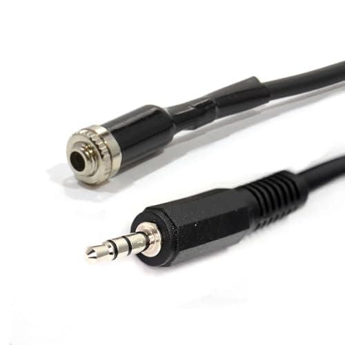 Image of kenable 3.5mm Stereo Jack Panel Mount Socket to Plug Cable Lead for Custom Audio Installations Black 2m