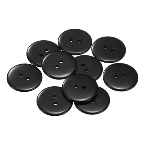 Image of sourcing map 10pcs Sewing Button 1"(25mm) 2 Holes Resin Round Craft Replacement Buttons for Clothing DIY Crafts Decoration, Black