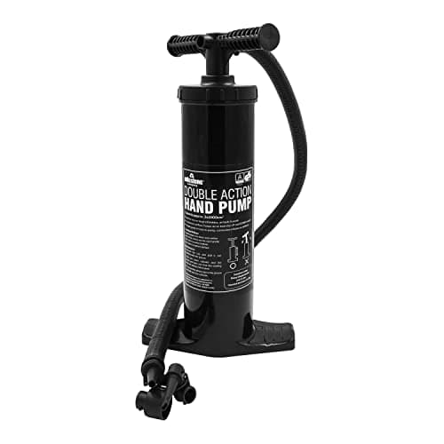 Image of Milestone Camping XL Hand Operated Air Pump, Double Action - Inflate Twice as Fast, Air Beds, Mattresses, Paddling Pools, Paddle Boards, Includes 3 Nozzle Sizes, Lightweight & Portable for Easy Travel