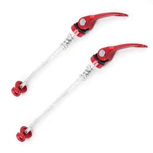 Image of rningo 2pcs QR Skewers High-Strength Alloy Quick Release Skewers Front 115 mm Rear 147 mm Axle Set Fit for Road Bike(Red)