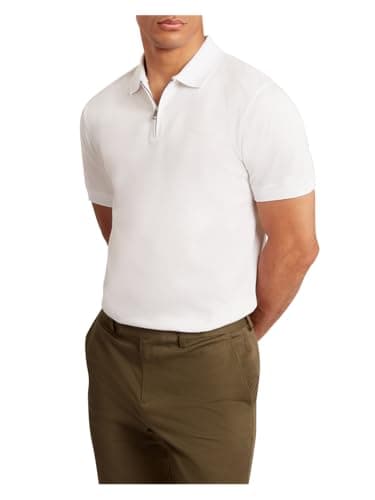 Image of Ted Baker London Branded Honeycomb Trim SS Polo, White, M